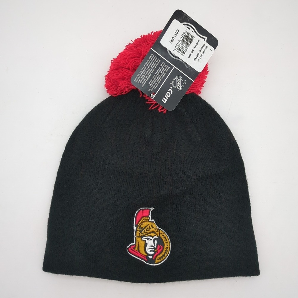 Ottawa Senators Beanie Pom Cap Womens Cuffed NHL Knitted Black Fanatics Hockey